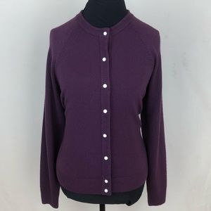 Sag Harbor Petite Womens Cardigan PL plum